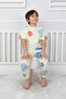 Boy's Game Blocks Patterned Short Sleeve Summer Pajama Set 100% Cotton Single Jersey Combed Cotton - 4