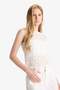 Fitted Crew Neck Sleeveless Lace Blouse F8051Ax25Hs - 3
