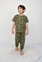 Boy's Smiling Face Patterned Short Sleeve Summer Pajama Set 100% Cotton Single Jersey Combed Cotton