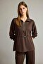 Polo Neck Elastic Waist Half Zipper Modal Sweatshirt G2922Ax25Au - 4