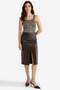 Kalem High Waist Combed Cotton Lining Faux Leather Midi Skirt D4638Ax25Au - 3