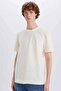 Regular Fit Crew Neck Short Sleeve Textured Cross Woven T-Shirt E2632Ax25Sm
