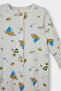 Patterned Ribbed Camisole Long Sleeve Jumpsuit Baby Boy Newborn F4658A525Au - 2