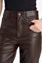 Straight Fit Pocketed Short Leg Ankle Length Leather Pants G1274Ax25Au - 5