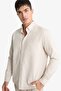 100% Cotton Regular Fit Polo Collar Gabardine Long Sleeve Shirt F1261Ax25Au