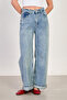 Women's Double Leg Palazzo Jean Trousers - Light Blue - 4