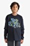 100% Cotton Oversize Wide Fit Crew Neck Printed Long Sleeve T-Shirt Boys E9585A825Au - 3