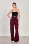 Women's elastic waist wide leg pants - burgundy