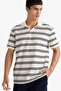 Polo Neck Striped Pique Short Sleeve T-Shirt F9680Ax25Sm