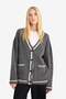 Oversized Wide Fit V-Neck Buttoned Cardigan F9556Ax25Wn - 4