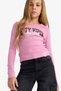 Slim Fit Narrow Cut Crew Neck Printed Ribbed Camisole Long Sleeve T-Shirt Girl Child C7465A825Au