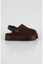 Hobart Women's Winter Fur-Trimmed Sandals Closed Toe Design and Fur-Lined Dark Brown - 2