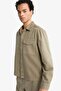 100% Cotton Single Pocket Hidden Placket Boxy Fit Basic Shirt Jacket F7124Ax25Au - 4