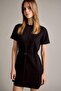 Crew Neck Belted Short Sleeve Mini Suede Dress G2750Ax25Au - 5