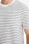 Regular Fit Crew Neck Striped Short Sleeve T-Shirt E8198Ax25Au - 5
