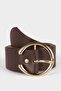 Women's Large Buckle Faux Leather Jean Belt F8369Axns