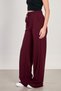 Women's elastic waist wide leg pants - burgundy - 2