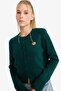 Slim Fit Slim Fit Crew Neck Buttoned Cardigan F1744Ax25Wn - 4