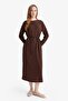 Regular Fit Combed Cotton Long Sleeve Midi Dress F3091Ax25Wn - 3
