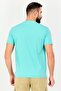 Men Crew Neck Short Sleeve Embroidered Logo T-Shirt, Turquoise - 3