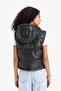 Warm Regular Fit Hooded Faux Leather Vest E8589Ax25Au - 5