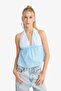 100% Cotton Poplin Halter Neck Blouse F9621Ax25Au