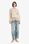 Oversize Wide Fit Crew Neck Striped Knit Sweater F3889Ax25Wn - 2