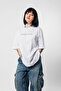 Dimension Printed Leopard Patterned 24/1 Oversize Unisex White T-Shirt - 4