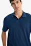 Regular Fit Crinkled Vertical-Textured Lightweight Polo Neck Short Sleeve T-Shirt E1207AX25AU - 4