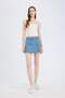 100% Cotton High Waist Jean Shorts Skirt E0563Ax25Sm
