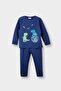 100% Cotton Regular Fit Long Sleeve Dinosaur Printed Elastic Waist Pajama Set for Baby Boy F0530A52 - 3