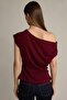 Fitted Basic Plain One-Shoulder Black Blouse F8993AX25SM - 5