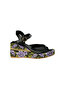 Black Design Ethnic Wedge Heeled Shoes - 2