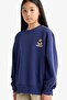 Oversize Wide Fit Crew Neck Printed Sweatshirt Girls F2250A825Au - 5