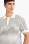 Buttoned Striped Knitwear Polo Shirt F2729Ax25Au - 7