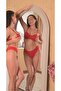 Red Cotton Camisole Bra Panty Set Underwear Suit Ribbed Seamless Soft Suit - 3