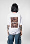 Dimension Printed Leopard Patterned 24/1 Oversize Unisex White T-Shirt - 6