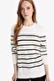 Regular Fit Crew Neck Striped Knitwear Sweater F3706Ax25Au - 4