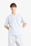 Textured Boxy Fit Polo T-Shirt F8351Ax25Au - 3