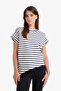 100% Cotton Asymmetric Crew Neck Striped T-Shirt F8175AX25AU - 3