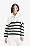 Relax Fit Half Zipper Striped Knitwear Sweater F3898Ax25Wn - 4