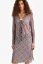 Fitted Shirt Collar Checked Front Tie-Up Tulle Long Sleeve Blouse F7703Ax25Au - 6