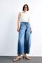 Wide Baggy Fit Washed Jean Trousers F7501Ax25Sm - 4