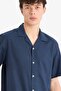 Relax Fit Polo Collar Linen Blended Short Sleeve Shirt D9882Ax25Au - 5
