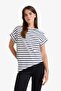 100% Cotton Asymmetric Crew Neck Striped T-Shirt F8175AX25AU - 5