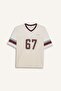 Boxy Fit V Neck Printed Short Sleeve T-Shirt F8356Ax25Hs - 2