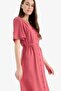 A-Line V-Neck Short Sleeve Midi Dress E1128AX25SM - 4