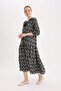 A-Line V-Neck Print Long Sleeve Midi Dress D8912Ax25Sp - 3