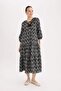 A-Line V-Neck Print Long Sleeve Midi Dress D8912Ax25Sp - 2