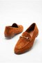 Women's Tan Suede Genuine Leather Round Toe Buckle Daily Ballerinas Un001-043 - 2
